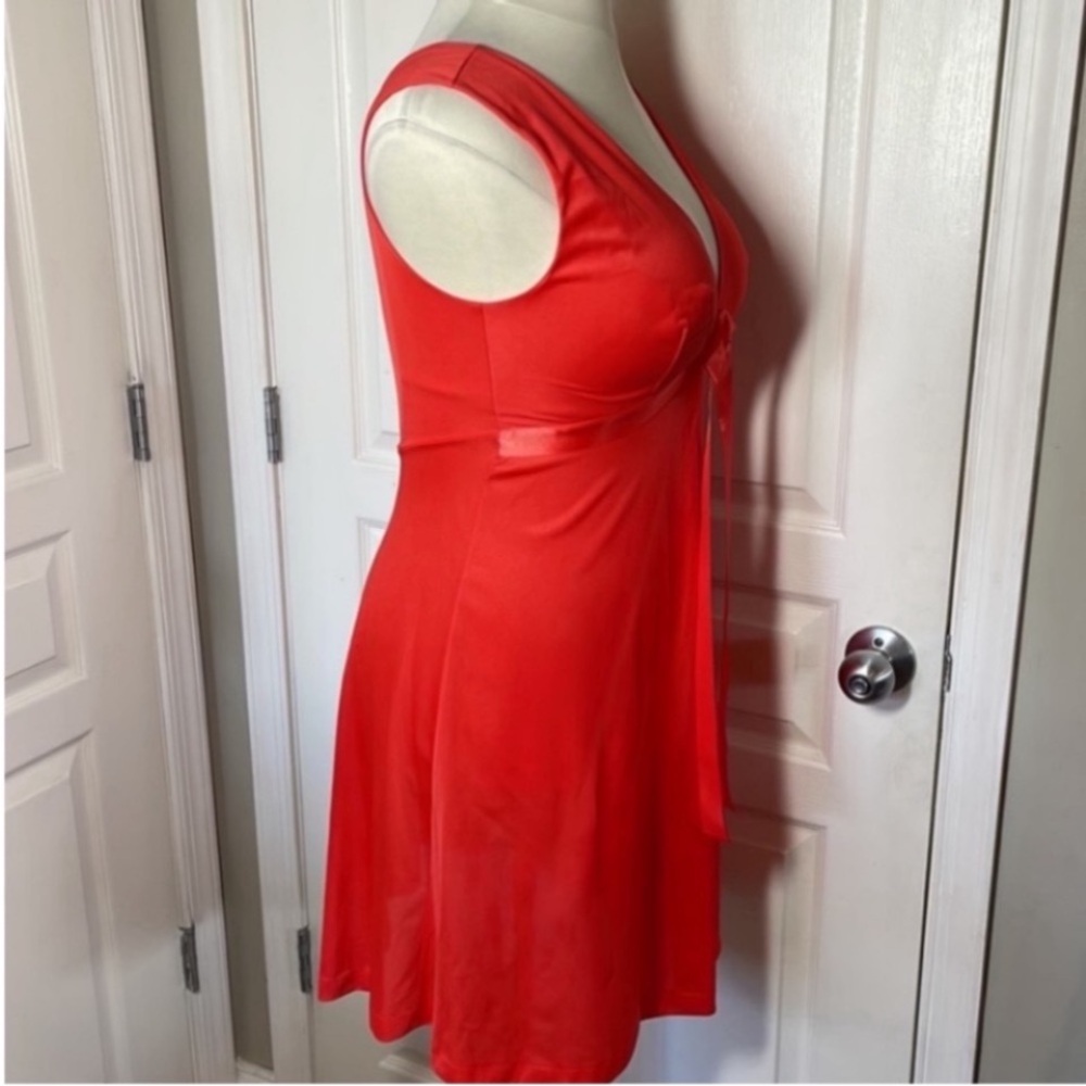 Gaymode 60s Mini Slip Dress Gown Orange Red Antron3 Christmas Party Ball Vintage - Picture 8 of 16